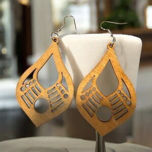 Boho Chic Wooden Teardrop Earrings